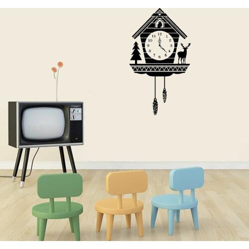 Rustic Deer Clock Vinyl Wall Decal Wall Stickers For Interiors Decoration For Houses Living Rooms and Bedrooms DW7333