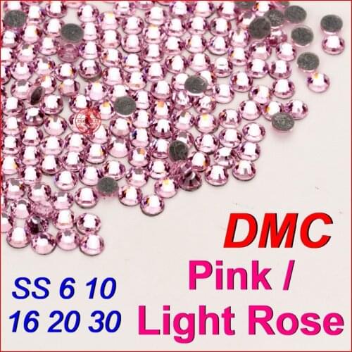 Top Grade Quality ! SS6 10 16 20 30 Pink (light rose) Crystal DMC Flatback Hot Fix Rhinestone Jewelry Women Wedding DIY Clothes