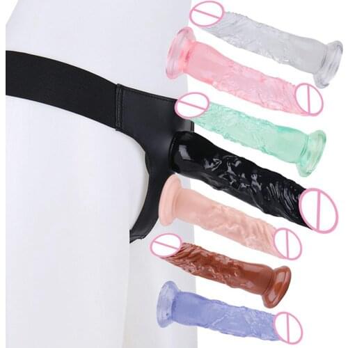 Women Couple Masturbation Suction Cup Wearable Realistic Dildo Adult Sex Toy