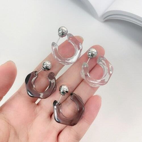2021 Fashion Retro Geometric Diamond Transparent Acrylic Earrings For Women Korean Versatile Ear Stud Earrings Jewelry Gifts