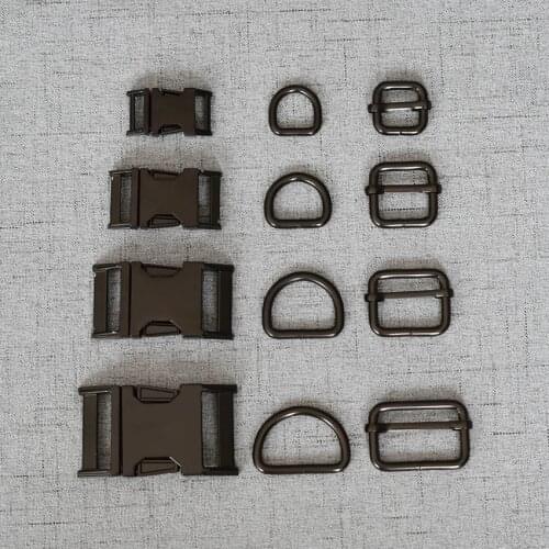 1 Set 15mm/20mm/25mm/32mm Metal D Ring Adjustable Release Buckle Webbing Tactical Belt Safety Strong Hooks Clips DIY Luggage