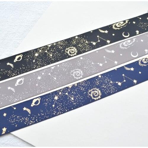 1 meter Starry Sky Printed Ribbon DIY Hairwear Bowknot Hat Clothing Sewing Decoration Gift Bouquet Packaing Accessories