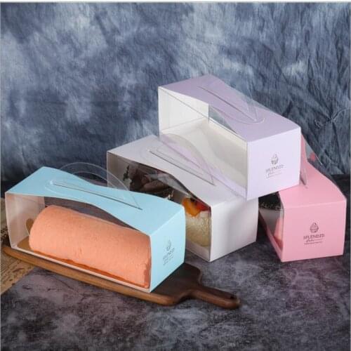 10pcs/set Long Transparent Portable Cake Roll Packaging Box DIY Baking Birthday Gift Box For Event & Party Favors