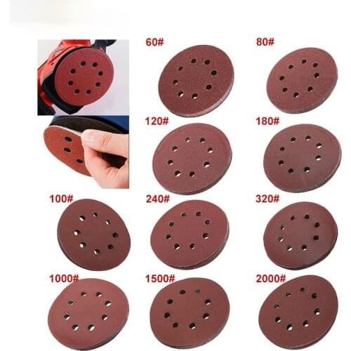 10pcs 125mm 5inch Hook Loop Sanding Discs 8 Hole Sandpaper Pads Set 40Grit-3000Grit Sander Disc Abrasive Polishing Tools