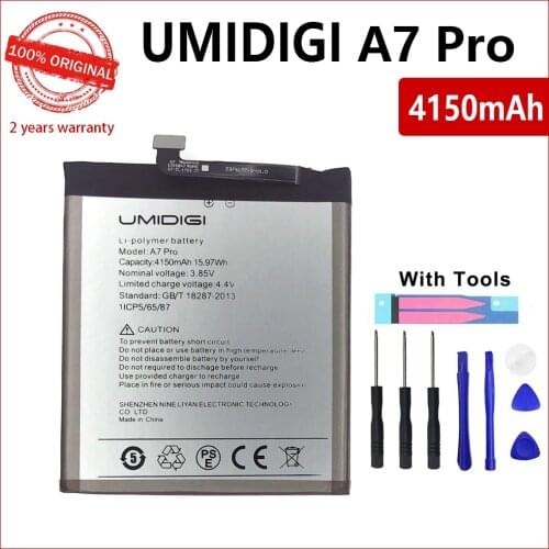 100% Genuine Original for UMI Umidigi A7 Pro Battery 4150mAh 100% New Replacement Parts Phone Accessory Accumulators With Tools