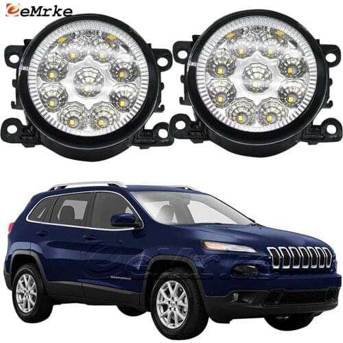 2PCS Car Styling 9-Pieces LED Fog Light Lamp for Jeep Cherokee KL 2015 2016 2017 2018 H11 12V Halogen Fog Lights DRL