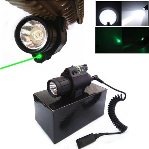 2 in 1 Combo Tactical Pulsed Green Laser Sight with 200LM LED Q5 Flashlight for Hunting Rifle and Pistol Glock 17 19 22