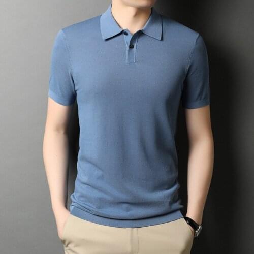 2021 Summer Running Polo Short Sleeve T Shirt Men Fitness Slim Fit Sports T-shirt Fashion Tees Tops Male Knitted Gym Clothes A36