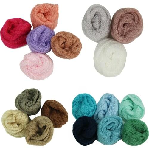 3/4/5/6pcs Pack Stretch Baby Photo Wraps Set Newborn Photo Knit Props Boy Girl Infant Boy Girl Newborn Photography Blanket Props