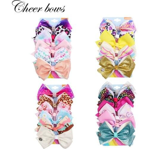 6Pcs/Set Leopard Printed Ribbon Glitter Transparent PVC Hair Bow for Girls Handmade Boutique Hair Clip Children Hair Accessories