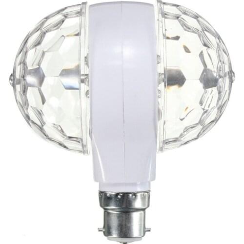 B22 3W Double-headed RGB LED Bulb Rotating Crystal Magic Ball Stage Light Magic Ball Disco Lamp for Party Wedding