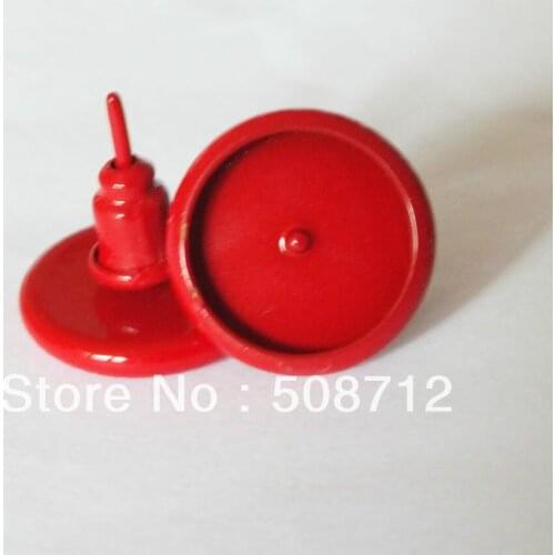 Free shipping!!! 300sets /lot Red Color Fit 10mm Round Cabochon Settings Earring Post earring studs With Earring stopper