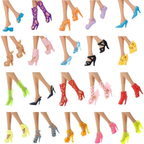 10x Random Shoes Fashion Mixed High Heel Sandals Slippers Colorful Accessories Dress Clothes for Barbie Doll Girls Play DIY Toys