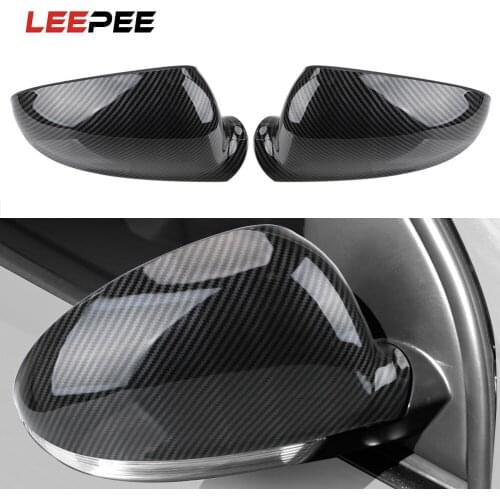 LEEPEE 2pcs Carbon Fiber RearView Mirror Case Caps Car Accessories for VW Golf 5 MK5 Jetta 2006-2011 Side Wing Mirror Cover