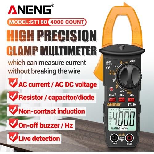 ANENG ST180 Digital Multimeter Clamp Meter Clamp Universal Meter Tester 4000 Counts Voltmeter Ammeter AC DC Voltage NCV Tester