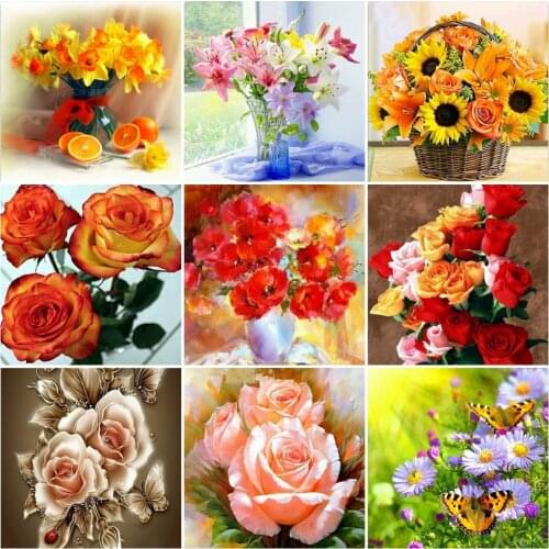 EverShine Diamond Painting Flower Diamond Mosaic Full Drill Embroidery Peony Needlework Rhinestones Art Cross Stitch Home Decor