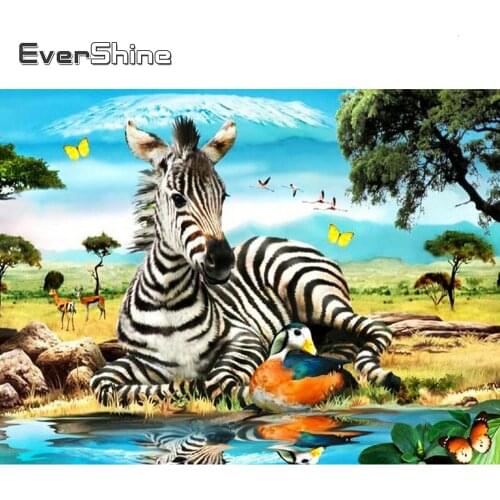 Evershine 5D DIY Diamond Painting With Square Rhinestones Embroidery Animal Zebra Mosaic Full Layout Home Decoration