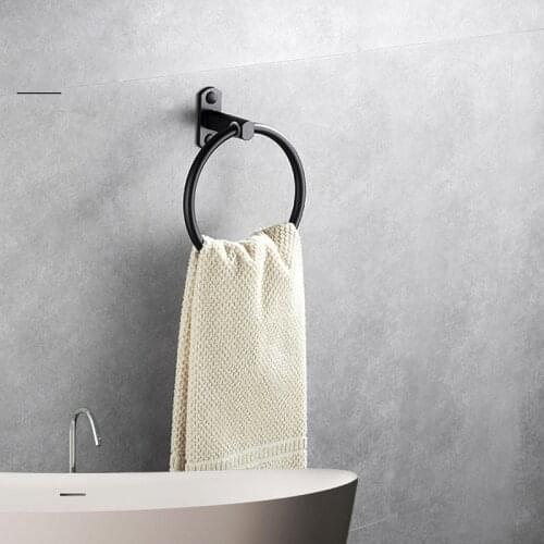 Black Nordic Towel Ring Anodizing Aluminum Alloy Wall Mount Drying Towel Hanger Bathroom Basin Rag Holder Home Accessories