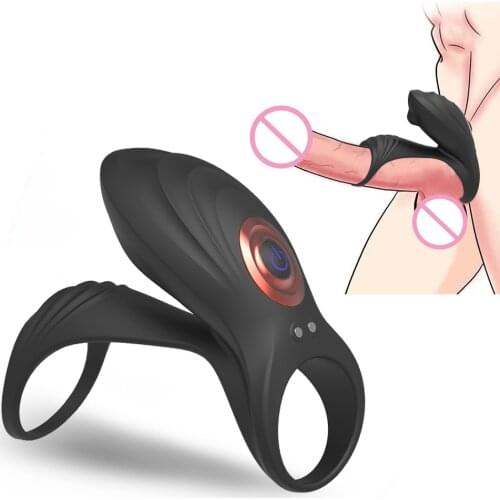Cock Ring Vibrator Couple G-Spot Penis Erection Long Lasting Vagina Clitoris Stimulate Massager Orgasm Adult Sex Toy for Man