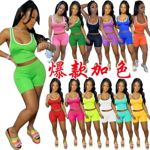 Fashion Tank Top Shorts Sets Smart Casual Sexy Summer Womens Clothing Tube Top Vests For Women Sweetshirts Suit Sweatshirt Set