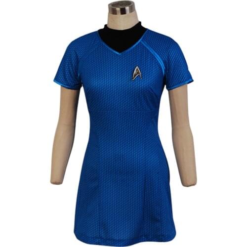 Cosplay Trek Into Darkness Uniform Dress Costume Adult Women Girls Fleet Uhura Blue Dress Outfit Halloween Carnival