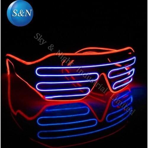 Red+Purple ) Mix color EL shutter glasses Fashion Glasses+3v Inverter + Free Shipping