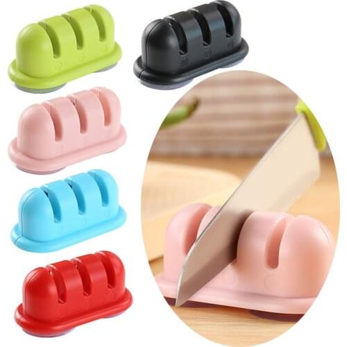 Kitchen Manual Three-Stage Sharpener Household New Mini Suction Cup Multi-Function Sharpening Stone Kitchen Accessories
