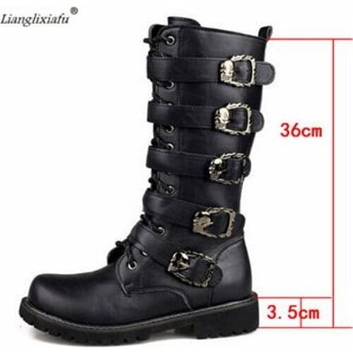 LLXF Eur:37-44 45 New 2017 Autumn/Winter Mens Knee-high Fashion Punk rock Boots Outdoor motorcycle Boats Riding Men denim shoes