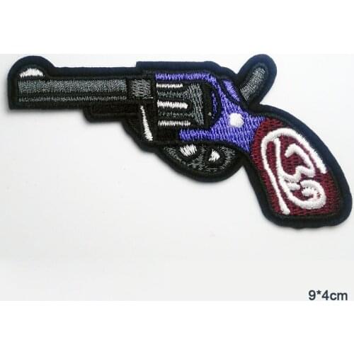 Iron on Revolver Pistol Handgun Novelty Embroidered Clothes Patch For Clothing Boys Man Punk Patch
