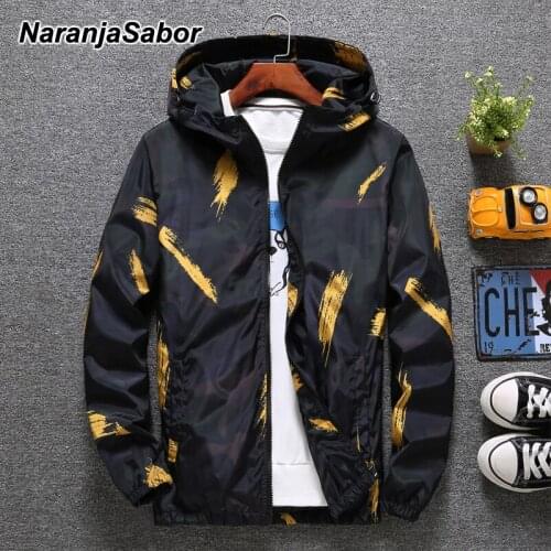 NaranjaSabor Mens Thin Jacket 2020 Spring Autumn Jacket Young Men Boy Sports Coat Male Fashion Casual Jackets Plus Size 5XL N684