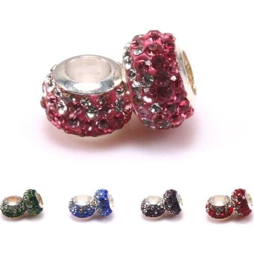 Pandora style soft ceramic clay dot Zircon gradient crystal beads