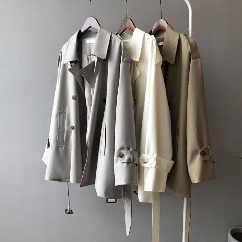 Obrix Basic Female Casual Trench Square Collar Double Breasted Full Sleeve Epaulets Sashes Belt Streetwear Outerwear For Women