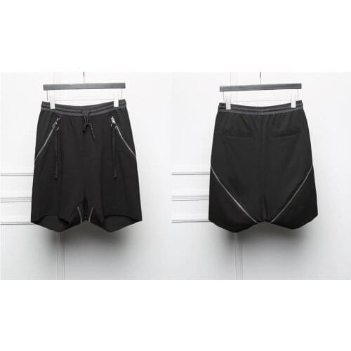 Original Design Mens Zippered Trousers Shorts / Loose Casual Gym Sports Pants Dropped Crotch Sarouel Pants / Harem Basketball S