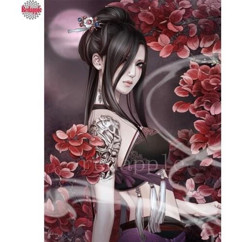 Full,Diamond Embroidery,Japanese,woman,portrait,pattern 5D DIY Diamond Painting,Stitch Cross,3D,Diamond Mosaic,almaznaya,decor