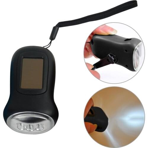 Crank Solar Torch Night Light Portable LED Flashlight Hand Travelling Easy Carrying Portable Parts for Outdoor Camping