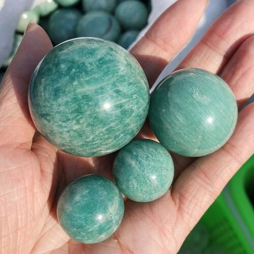 2pcs Natura Amazonite Ball Quartz Crystal Sphere Chakra Healing Crystal Meditation Massage Home Decoration Gift