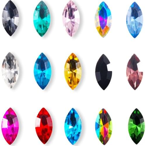 All Sizes Glass Crystal Colourful Horse eye Marquise Shape pointback Rhinestones For Wedding Costume Jewelry ornament Strass