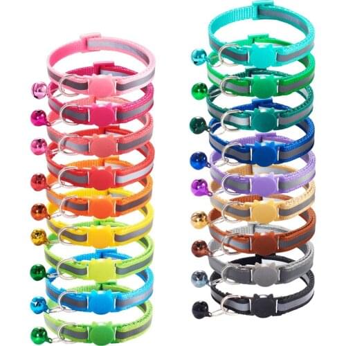 Reflective Adjustable Dog Collar Doggie Necklace Safety Buckle Puppy Neck Strap Belt for Dog With Bell Pet Collar
