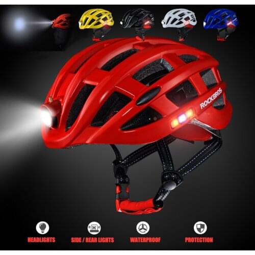 Bicycle Helmet Front Side Tail Lamp Rechargeable Mountain Bike Helmet with Lamp High Density EPS Inner Shell 330g Fashion Helmet