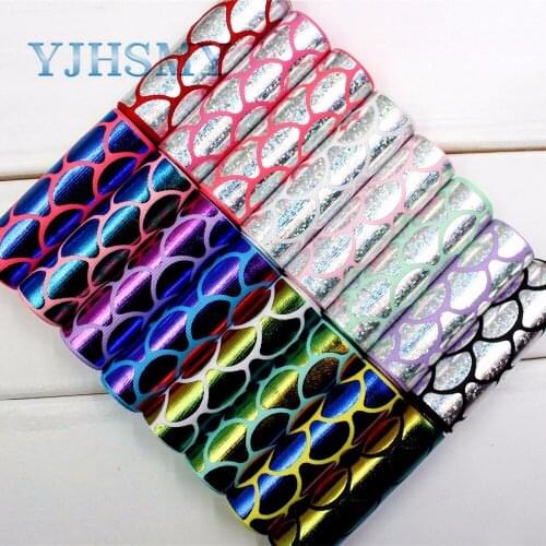 YJHSMY C-17328-949,10 yard,75 mm Bronzing Hot silver Ribbons Thermal transfer Printed grosgrain Wedding Accessories DIY material