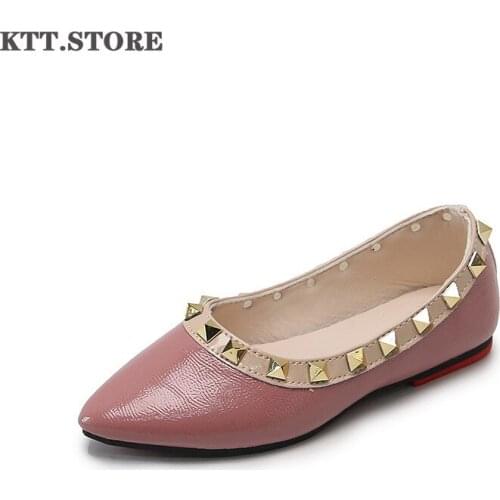 Shallow Flat Shoes with Rivets for Kids Girls 2021 Summer Slip-on Childres Flat Shoes Princess Girls Wedding and Party Shoes