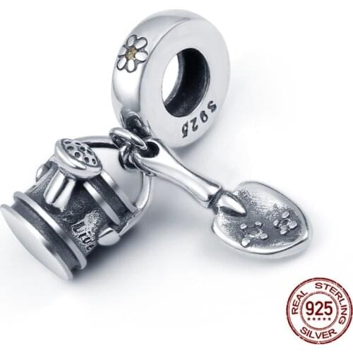 2021 New 925 Sterling Silver Watering Can & Trowel Strap Charm Fit Original 3mm Bracelet&Bangle For Women Birthday Fashion Jewel