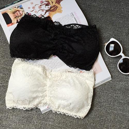 Women\s Sexy Cut Out Strapless Tube Top Padded Cross Back Lace Crop Bra Women Lace Crop Bra Top underwear Bra Crop Bra Top unde