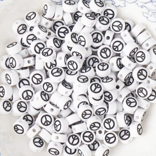1 kg Acrylic Plastic Peace Sign Beads Round Acrylic Beads for Bracelet Jewelry Making 10346450