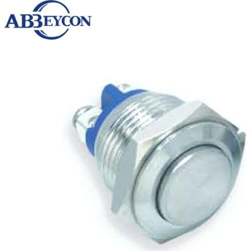 1682 IP67 3A250VAC momentary ON high round 16mm anti-vandal metal button switch high flush switch