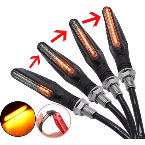 2PCS LED Motorcycle Turn Signals Light 335 SMD Tail Flasher Flowing Water Blinker IP68 Bendable Motorcycle Flashing Lights