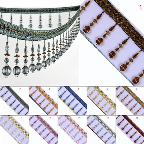 3 Meter Crystal Bead Tassel Curtain Home Decoration Pendant Fringe Trim Lace Curtain Sofa Tablecloth Decor Accessories