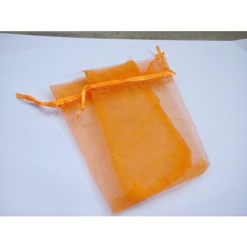 300pcs 9*12 Orange small gift bags for jewelry/wedding/christmas/birthday Organza Bags with handles Packaging Yarn bag