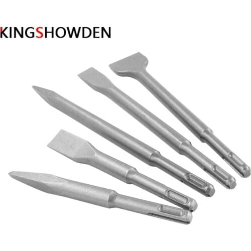 5pcs 250mm SDS PLUS Chisels Set Point Groove Gouge Flat Chisel Electric Hammer Drill Bit Break Concrete Brick Wall Drilling