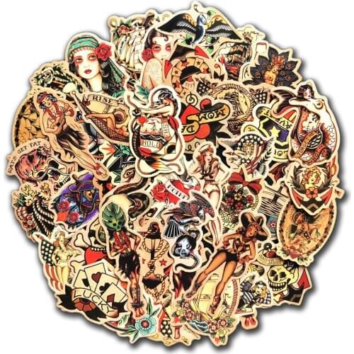 50Pcs Retro Sexy Sailor Pin Up Girl Stickers Skateboard Laptop Guitar Car Scrapbooking Moto PVC Decal Toys Kids Gift